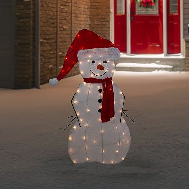 Northlight 42-Inch Lighted 2D Chenille Snowman Outdoor Christmas Decoration