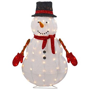 Northlight 32-Inch Lighted 3D Chenille Snowman Outdoor Christmas Decoration