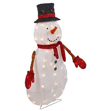 Northlight 32-Inch Lighted 3D Chenille Snowman Outdoor Christmas Decoration