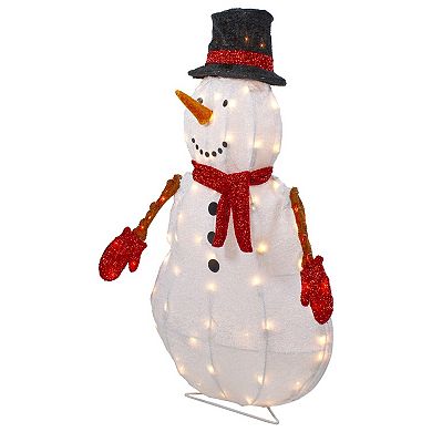 Northlight 32-Inch Lighted 3D Chenille Snowman Outdoor Christmas Decoration
