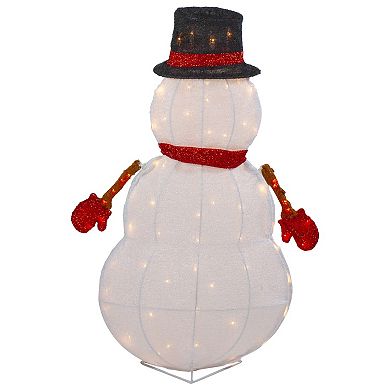 Northlight 32-Inch Lighted 3D Chenille Snowman Outdoor Christmas Decoration