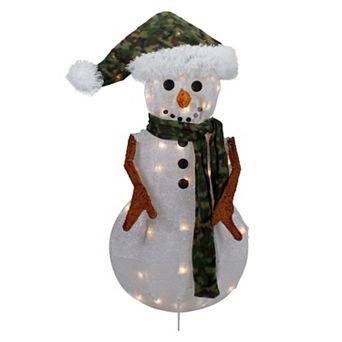 Northlight 24-Inch Lighted Chenille Snowman Outdoor Decoration