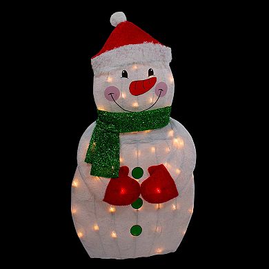 Northlight 32-Inch Lighted 2D Chenille Snowman with Scarf Outdoor Christmas Decoration