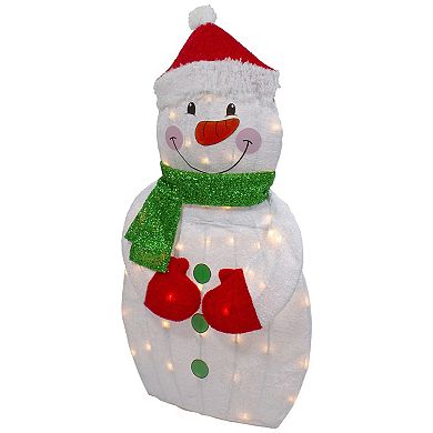 Northlight 32-Inch Lighted 2D Chenille Snowman with Scarf Outdoor Christmas Decoration