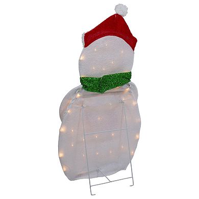 Northlight 32-Inch Lighted 2D Chenille Snowman with Scarf Outdoor Christmas Decoration