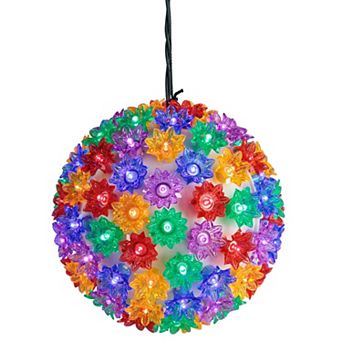 Northlight 7.5-Inch LED Lighted Starlight Floral Hanging Sphere Outdoor Decoration