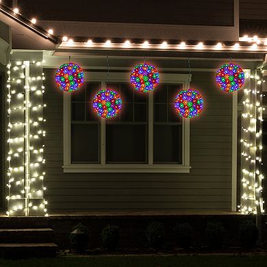 Northlight 7.5-Inch LED Lighted Starlight Floral Hanging Sphere Outdoor Decoration