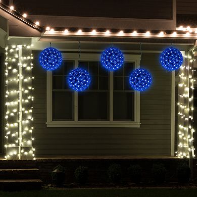 Northlight 7.5-Inch LED Lighted Hanging Starlight Floral Sphere Outdoor Christmas Decoration