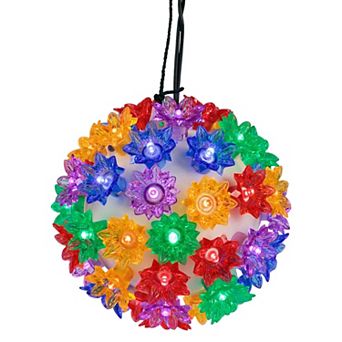 Northlight 6-Inch LED Lighted Floral Starlight Hanging Sphere Outdoor Christmas Decoration