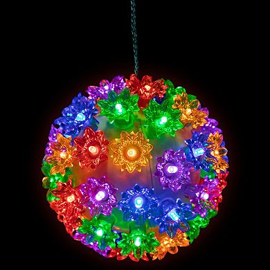 Northlight 6-Inch LED Lighted Floral Starlight Hanging Sphere Outdoor Christmas Decoration