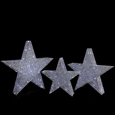 Northlight 3-pc. LED Lighted 24-Inch Silver Stars Outdoor Christmas Decorations Set