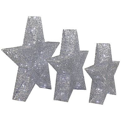Northlight 3-pc. LED Lighted 24-Inch Silver Stars Outdoor Christmas Decorations Set
