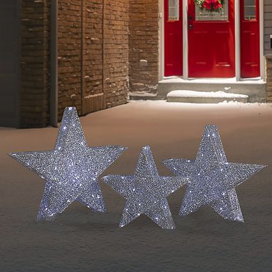 Northlight 3-pc. LED Lighted 24-Inch Silver Stars Outdoor Christmas Decorations Set
