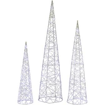 Northlight 3 pc LED Lighted Twinkle Outdoor Christmas Cone Trees Set