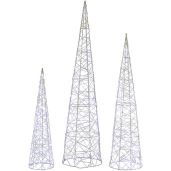 Northlight 3 pc LED Lighted Twinkle Outdoor Christmas Cone Trees Set