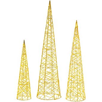 Northlight 3 pc LED Lighted Twinkle Outdoor Christmas Cone Trees Set