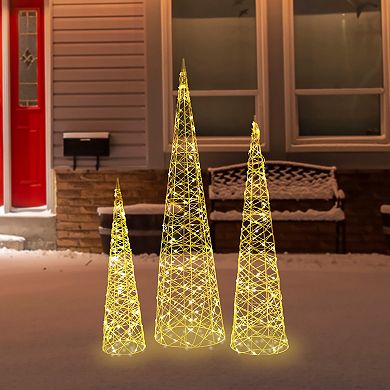 Northlight 3-pc. LED Lighted Twinkle Outdoor Christmas Cone Trees Set