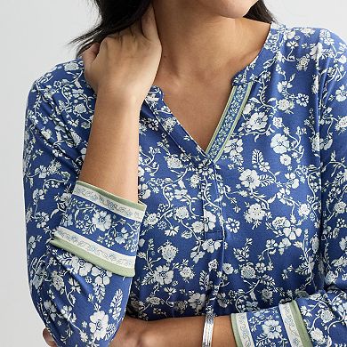 Women's Croft & Barrow® 3/4 Sleeve Split Neck Tunic