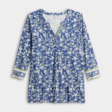 Women's Croft & Barrow® 3/4 Sleeve Split Neck Tunic