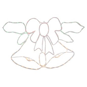 Northlight 34-Inch Lighted Christmas Bell & Bow Window Decoration