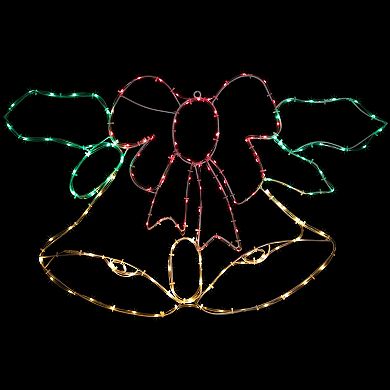 Northlight 34-Inch Lighted Christmas Bell & Bow Window Decoration