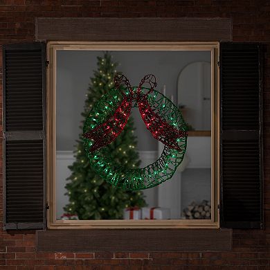 Northlight 20-Inch Lighted Wreath & Bow Christmas Window Decoration