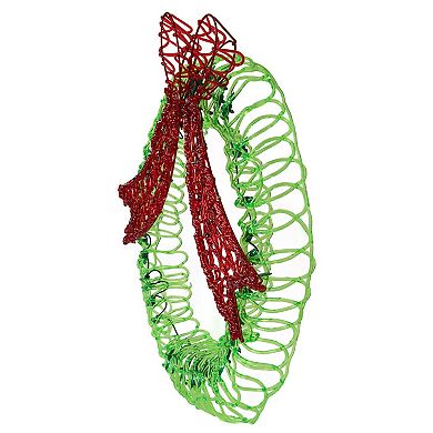 Northlight 20-Inch Lighted Wreath & Bow Christmas Window Decoration