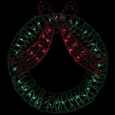 Northlight 20-Inch Lighted Wreath & Bow Christmas Window Decoration