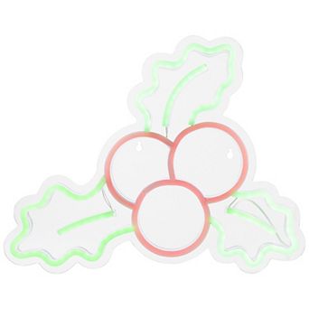 Northlight 12-Inch LED Holly Berries Neon Lighted Wall or Window Decoration