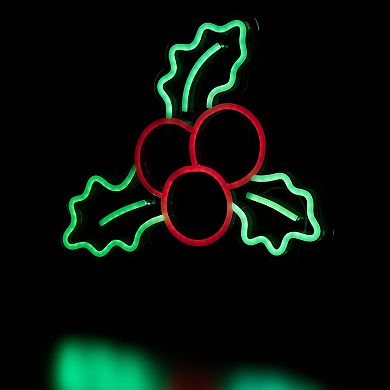 Northlight 12-Inch LED Holly Berries Neon Lighted Wall or Window Decoration