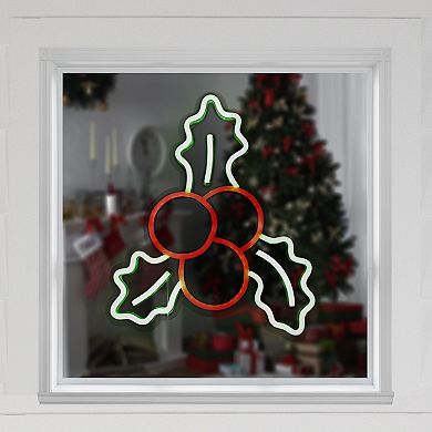 Northlight 12-Inch LED Holly Berries Neon Lighted Wall or Window Decoration