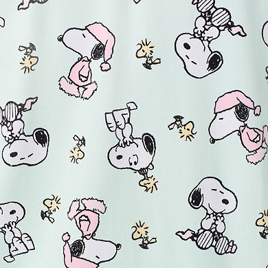 Plus Size Peanuts Snoopy & Woodstock 2-Piece Notch Collar Short Sleeve Pajama Top & Pajama Shorts Set
