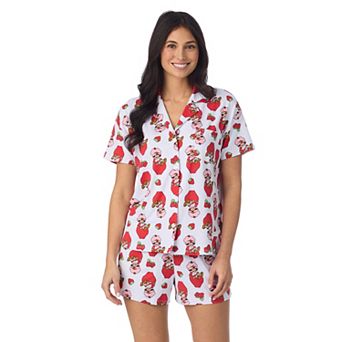 Women's Strawberry Shortcake 2 pc Notch Collar Short Sleeve Pajama Top & Pajama Shorts Set