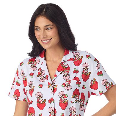 Women's Strawberry Shortcake 2-Piece Notch Collar Short Sleeve Pajama Top & Pajama Shorts Set