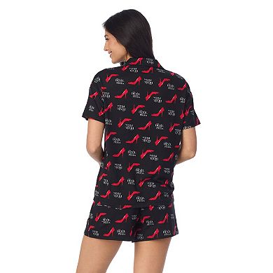 Women's The Devil Wears Prada Notch Collar Short Sleeve Pajama Top & Pajama Shorts Set