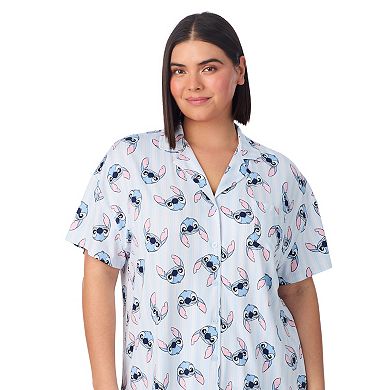 Plus Size Disney's Lilo & Stitch 2-Piece Notch Collar Short Sleeve Pajama Top & Pajama Shorts Set