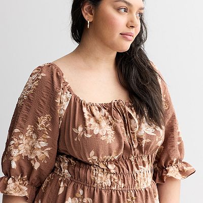 plus size brown skater dress QOQ Plus Size Brown Skater Dress with Ruffles QOQ Brown : Dresses :  VogaCloset Oman