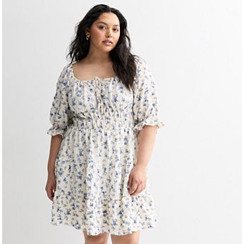 Juniors' Plus Size Liberty Love Short Sleeve Skater Dress