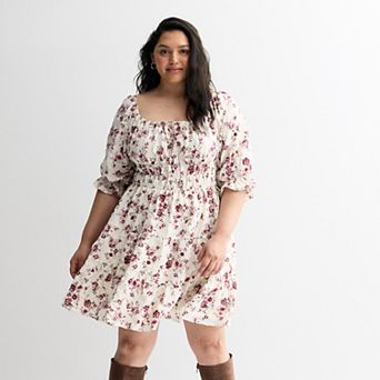 Juniors' Plus Size Liberty Love Short Sleeve Skater Dress
