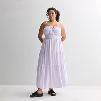 Juniors' Plus Size Liberty Love Airflow Tie-Front Tiered Maxi Dress