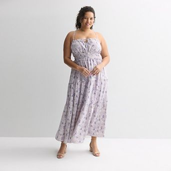 Juniors' Plus Size Liberty Love Airflow Tie-Front Tiered Maxi Dress