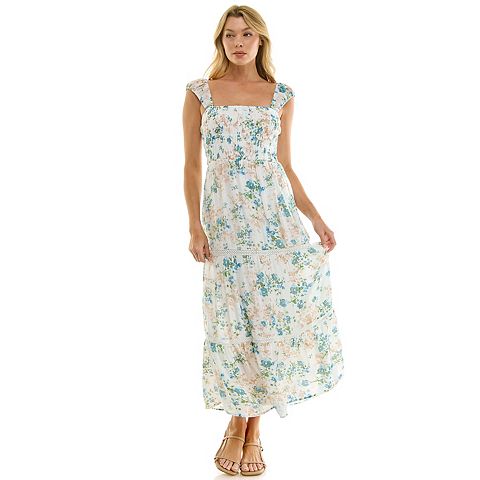 Женские платья Lily Juniors' Lily Rose Smocked Maxi Dress with Lace Trim