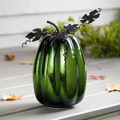 Evergreen Enterprises Lighted Pumpkin Halloween Accent with Spider Web Design Table Decor