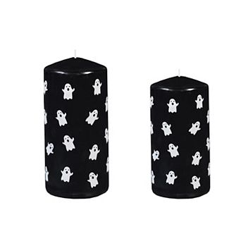 Evergreen Enterprises Halloween Ghost Pillar Wax Candle Set of 2 Table Decor