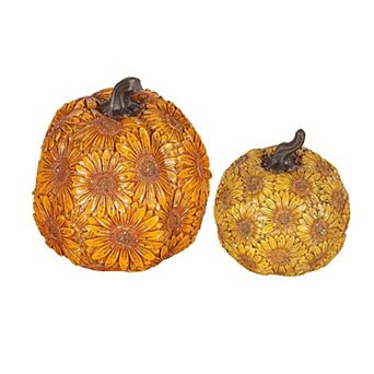 Evergreen Enterprises 2 pc Sunflower Pumpkin Resin Table Decor Set
