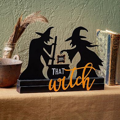 Evergreen Enterprises Witch Wood & Metal Table Sign Table Decor