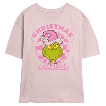 Juniors' The Grinch Christmas Vibes Short Sleeve Graphic Tee