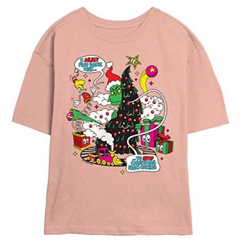 Juniors' The Grinch Must Stop Christmas Graphic Tee