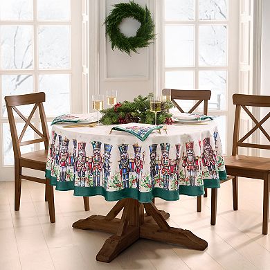 Elrene Home Fashions Royal Nutcracker Holiday Round/Oval Tablecloth