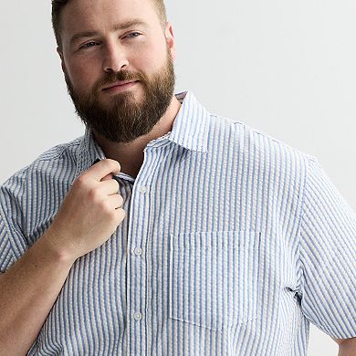 Big & Tall Sonoma Goods For Life® Perfect Length Seersucker Short Sleeve Button-Down Shirt